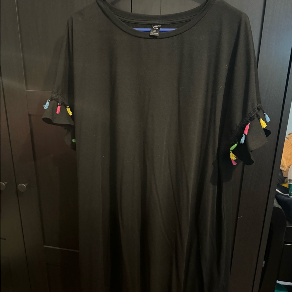 Black Mini Dress with Colorful Tassels